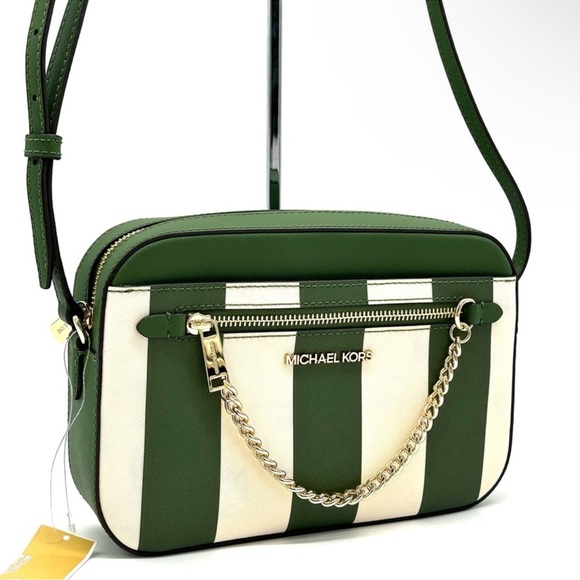 Michael Kors Large EW Zip Chain Xbody Crossbody Bag Green Multi - Picture 4 of 11